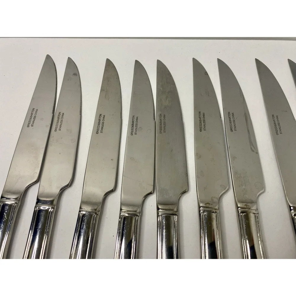 Reed & Barton Manor Park Stainless Steak Knives Lot Of 12 Replacements